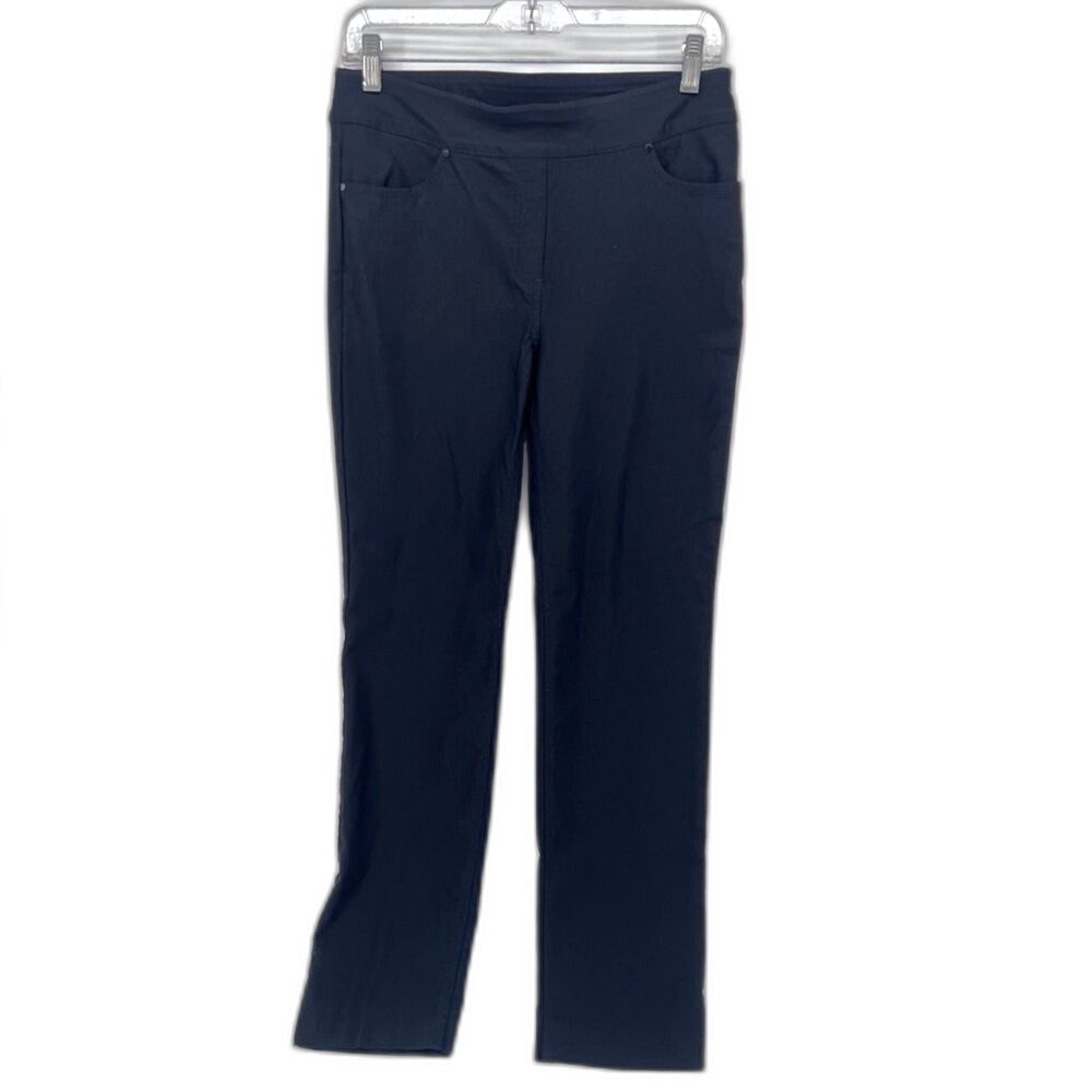 Chicos Pull On Ponte Dress Pant Slim Leg Black Basic Staple Office‎ Pant 0R/SM